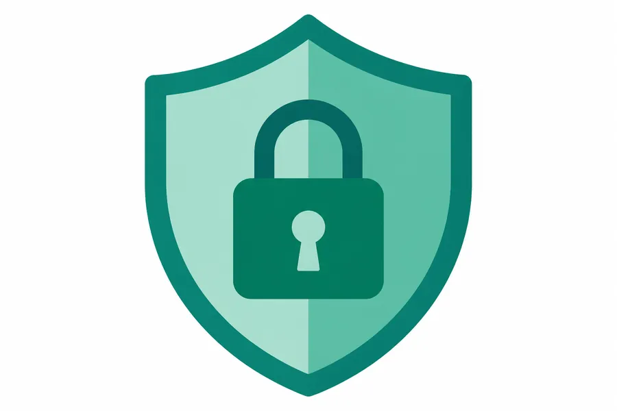 Ilustración de un candado dentro de un escudo, representando la protección de datos